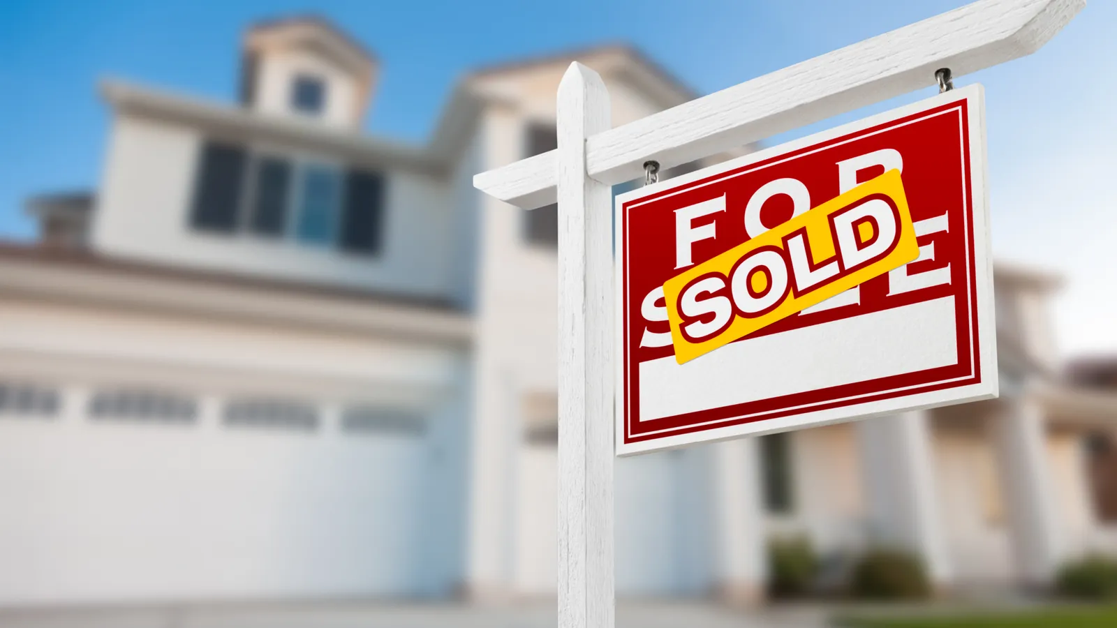 A sold sign outside a home in Crossfield, sold before the foreclosure went to a court sale