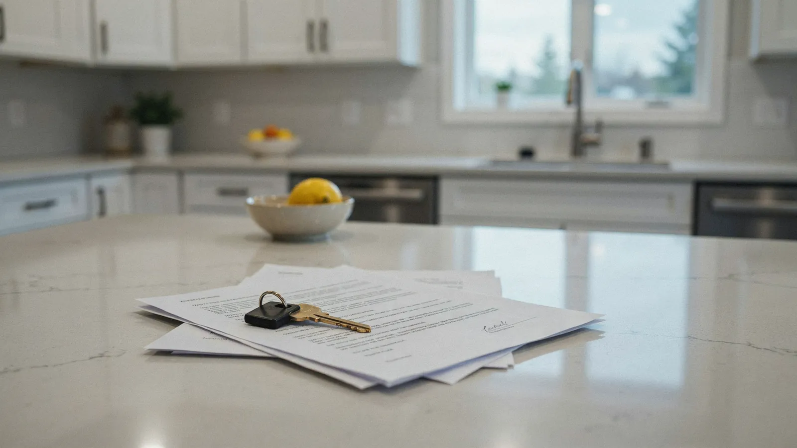 House keys and paperwork laid out for a free foreclosure assessment in Calgary