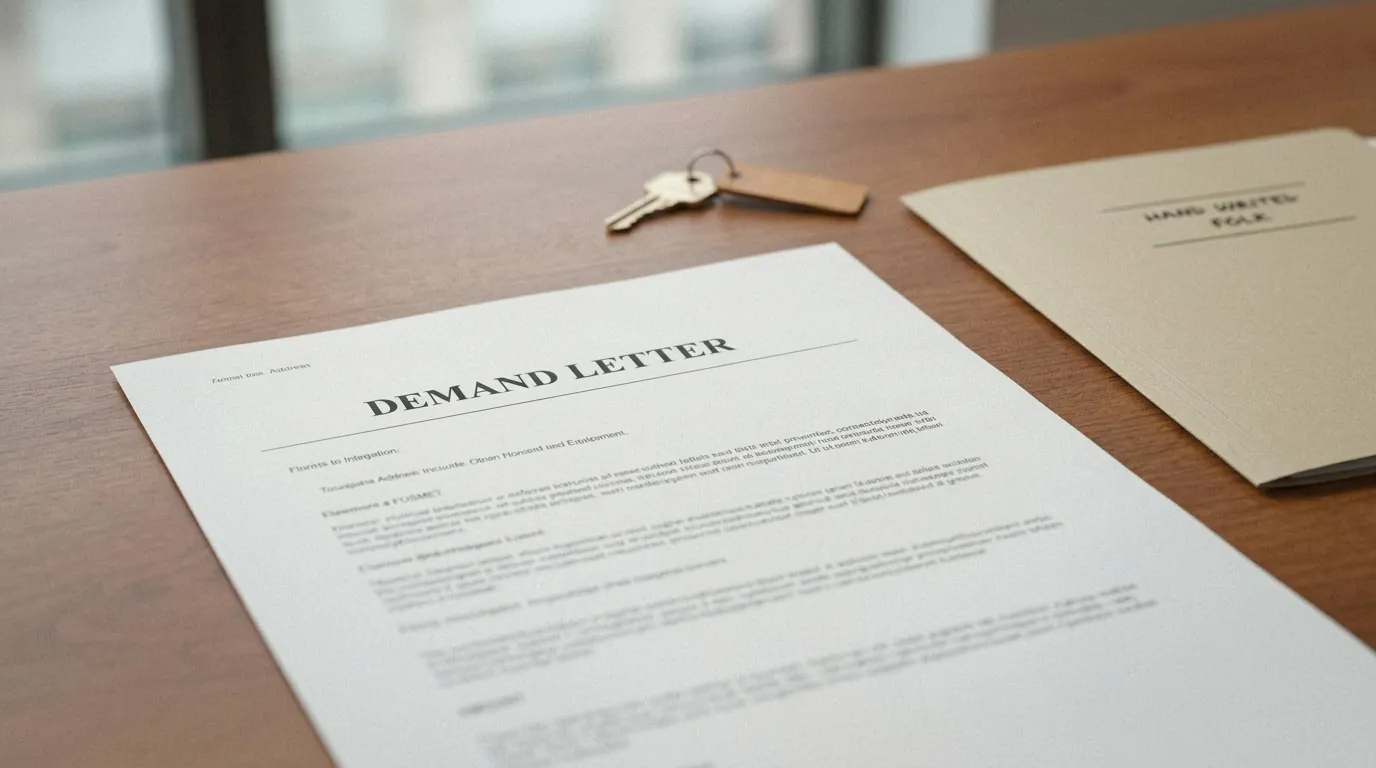 A mortgage demand letter and house keys on a desk, the court process Calgary uses instead of power of sale