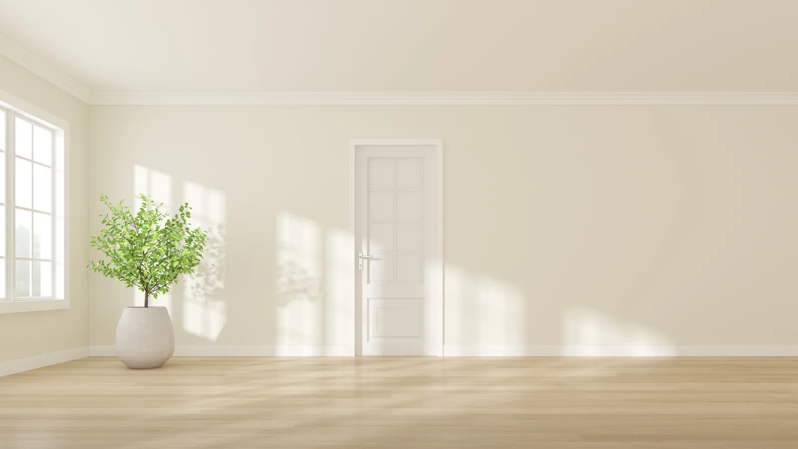 An empty living room in a Strathmore home after the owners sold ahead of a foreclosure